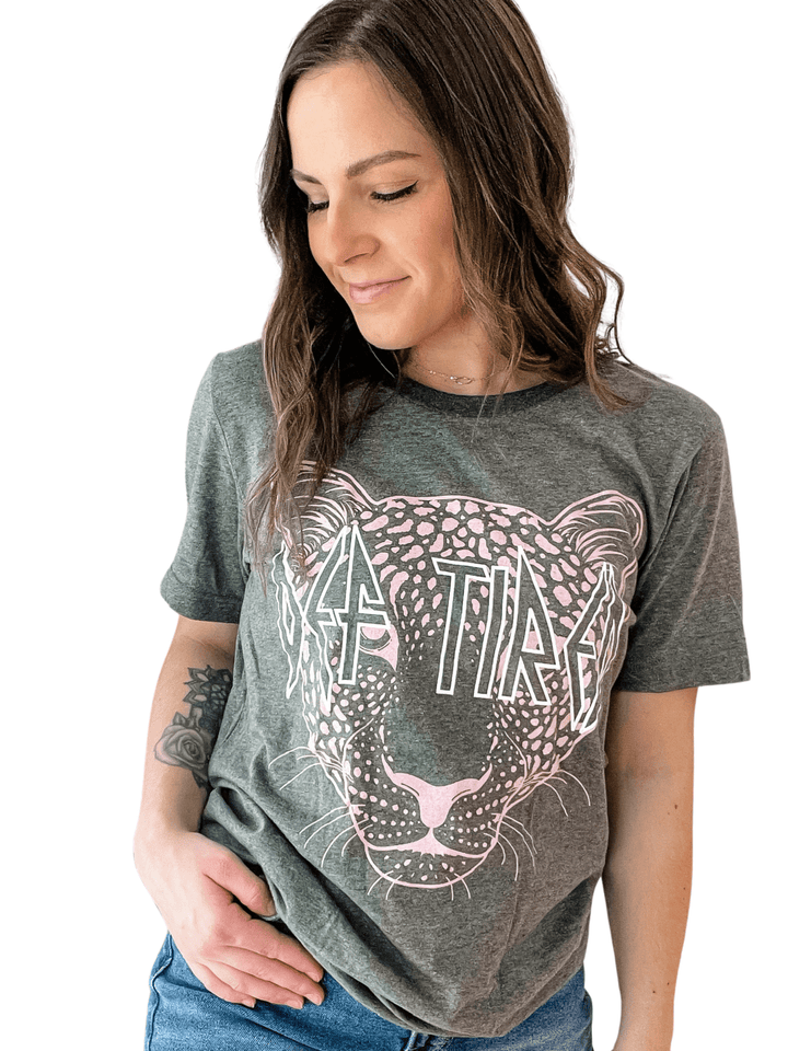 Def Tired Leopard Tee - Gray