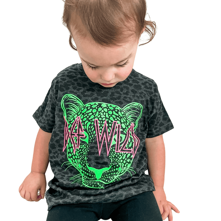 Def Wild Black Leopard + Neon Kid's Tee