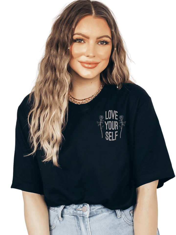 Love Yourself Tee - Black w/ Cream Print