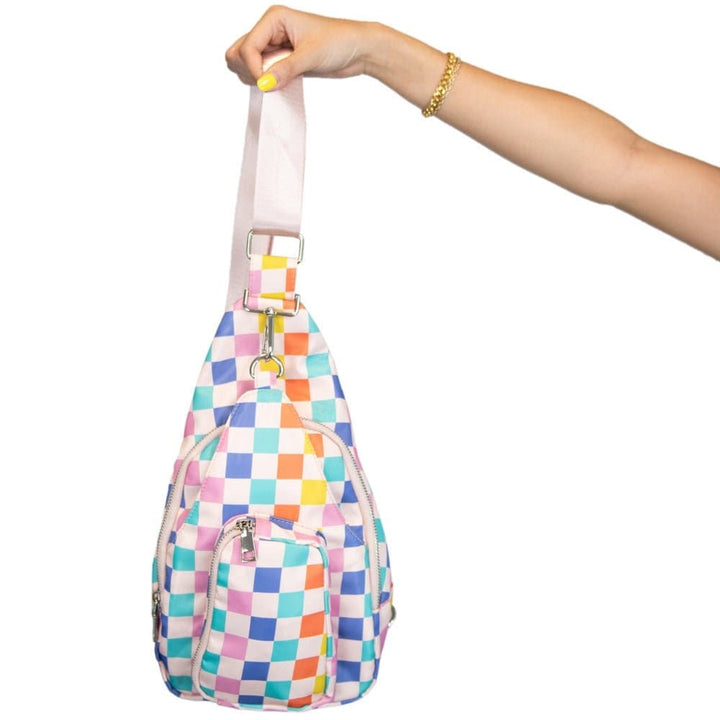 Multicolored Checkered Crossbody Sling Bag