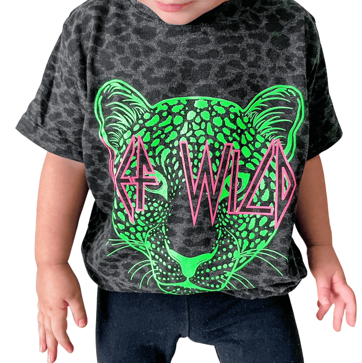 Def Wild Black Leopard + Neon Kid's Tee