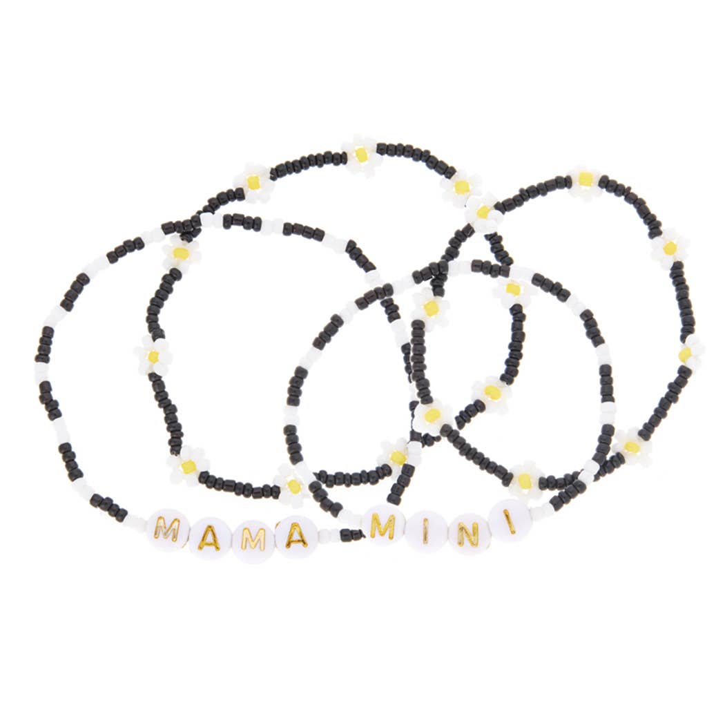 Mama + Mini Daisy Beaded Bracelet Set