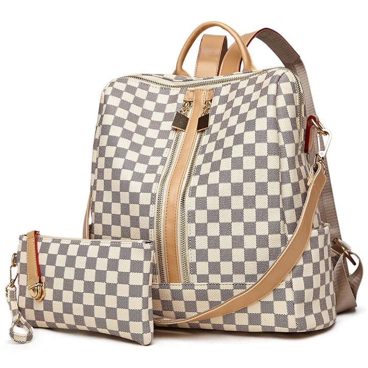 Olivia Convertible Backpack - White Plaid