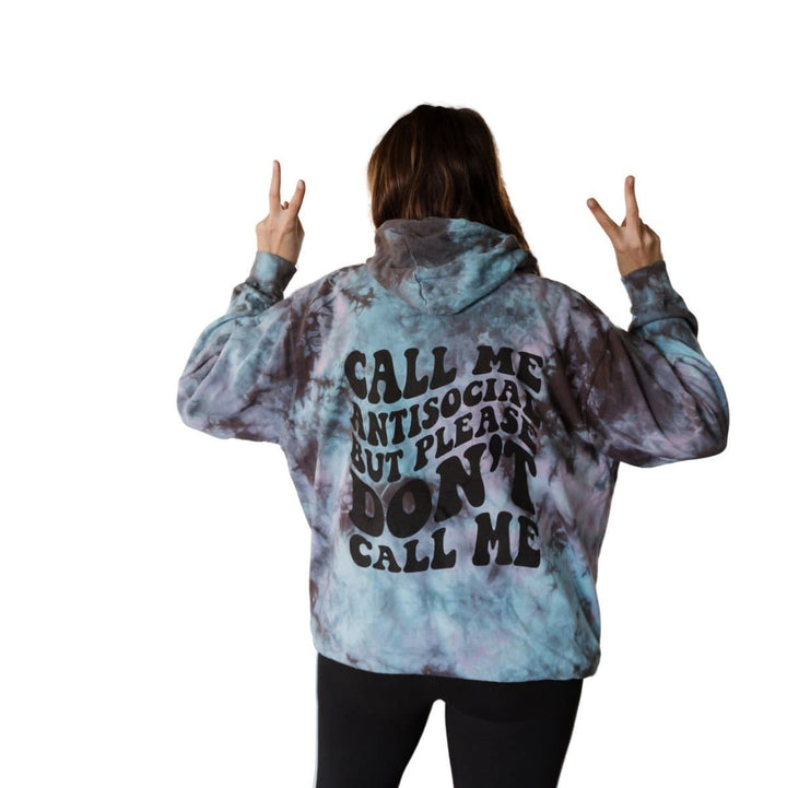 Call Me Antisocial Crinkle Tie Dye Hoodie