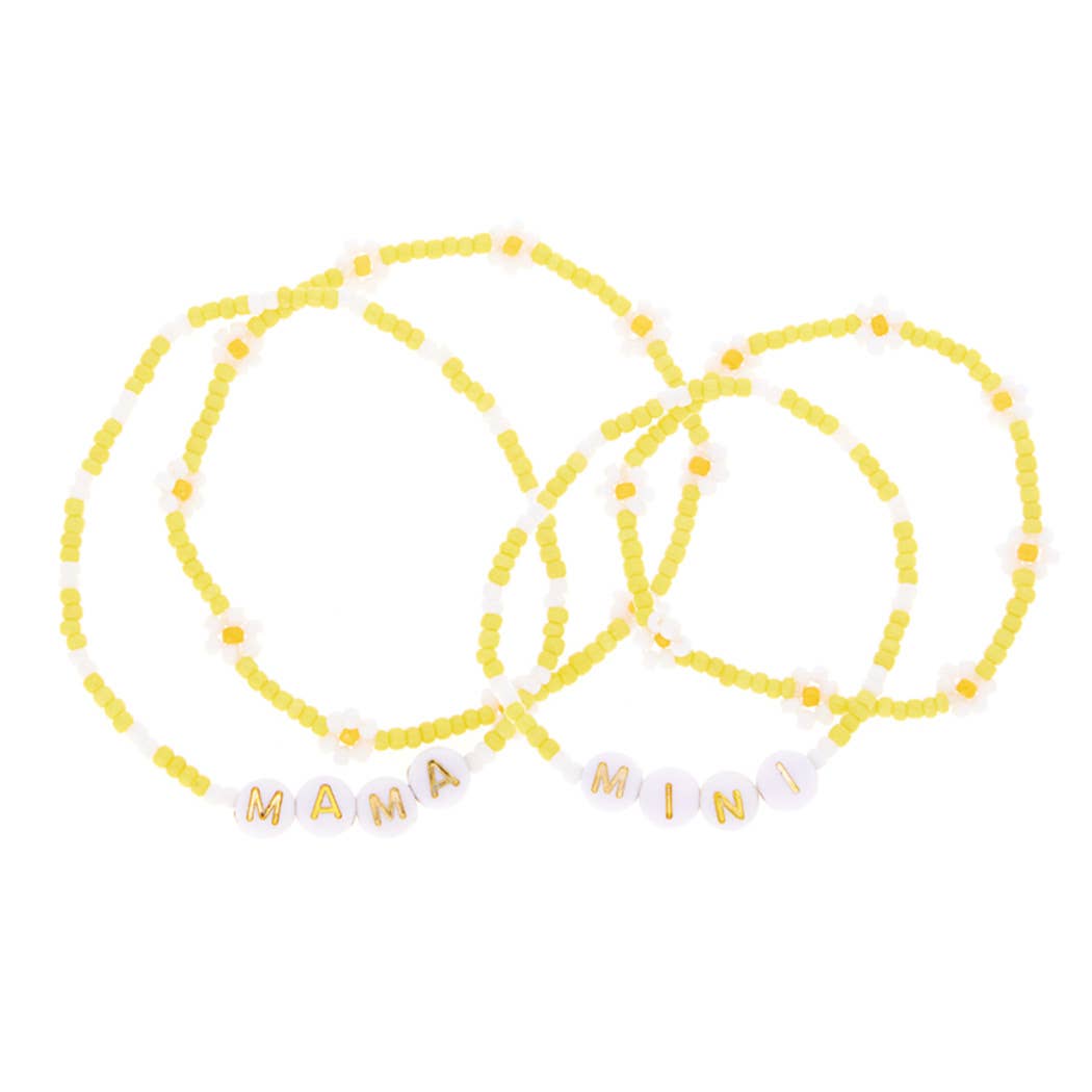 Mama + Mini Daisy Beaded Bracelet Set