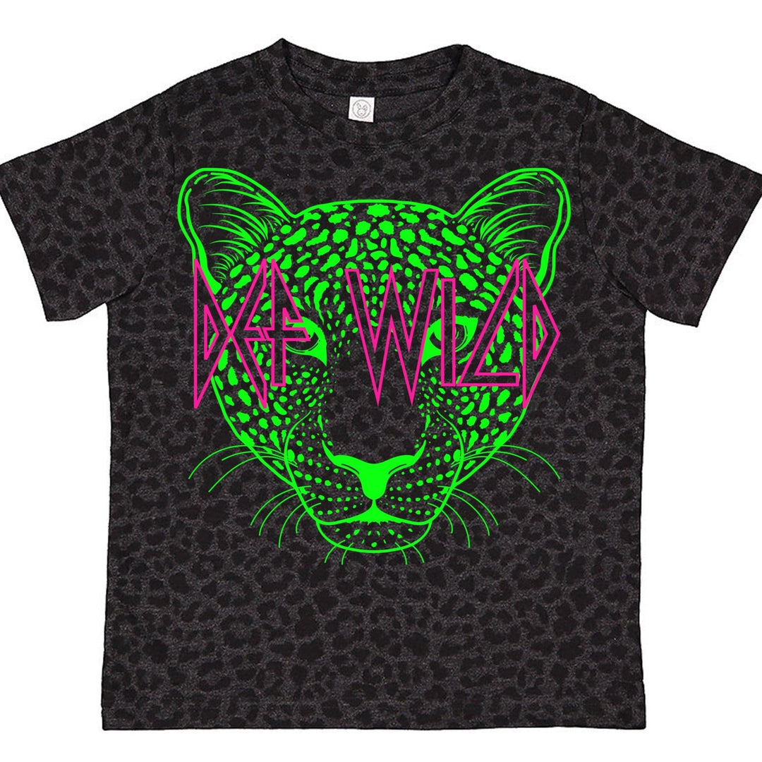 Def Wild Black Leopard + Neon Kid's Tee