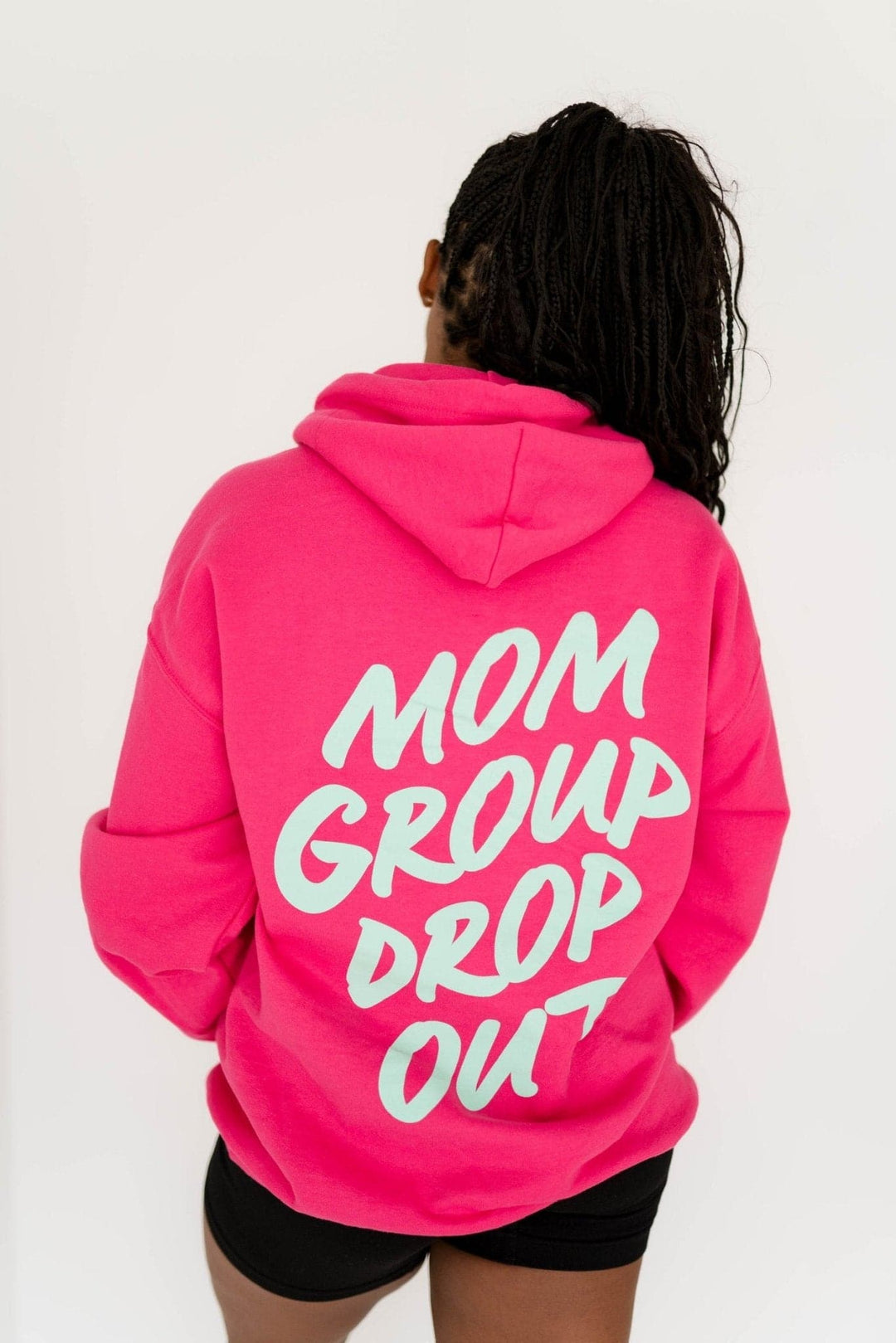 Mom Group Dropout Hoodie - Hot Pink