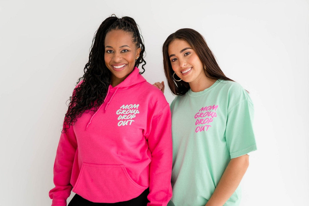 Mom Group Dropout Hoodie - Hot Pink