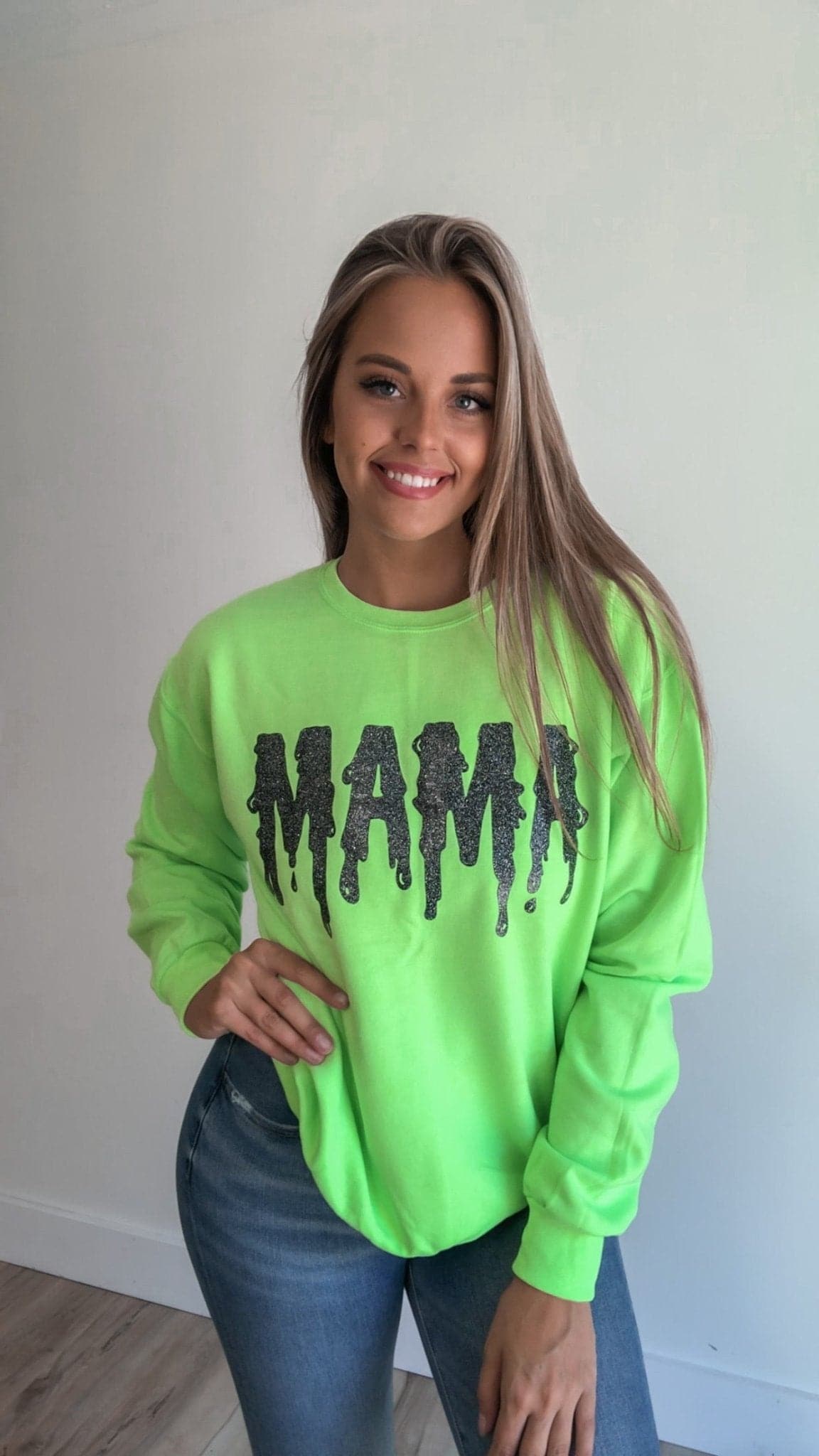 Black and cheap neon green sweatshirt