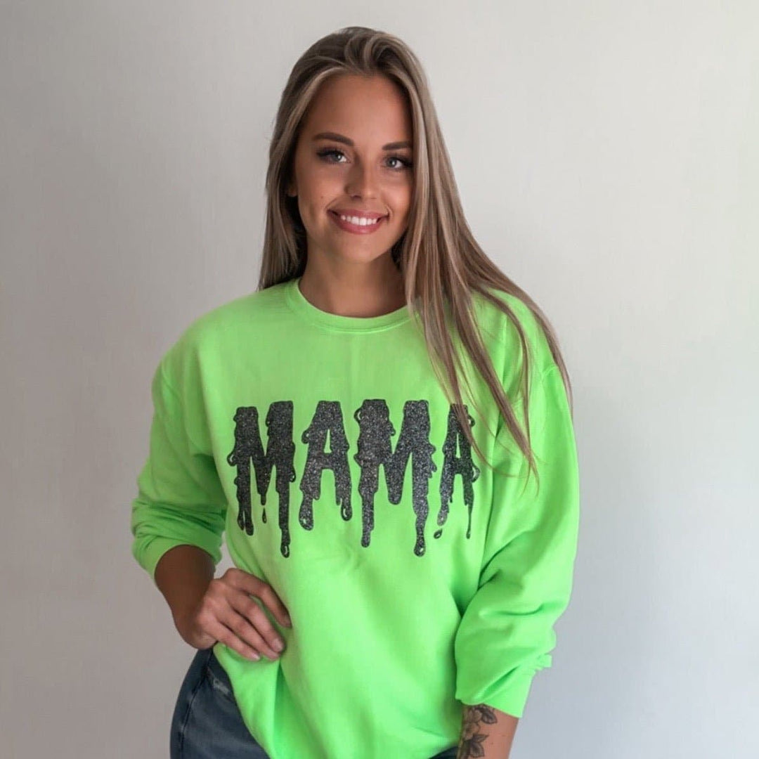 Mama Slime Neon Green Sweatshirt w/ Black Jewel Print