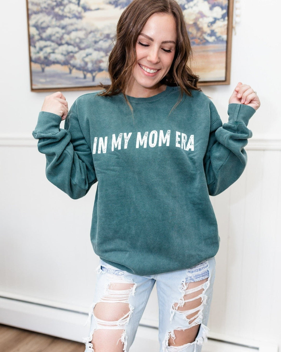 In My Mom Era Sweatshirt - Blue Spruce