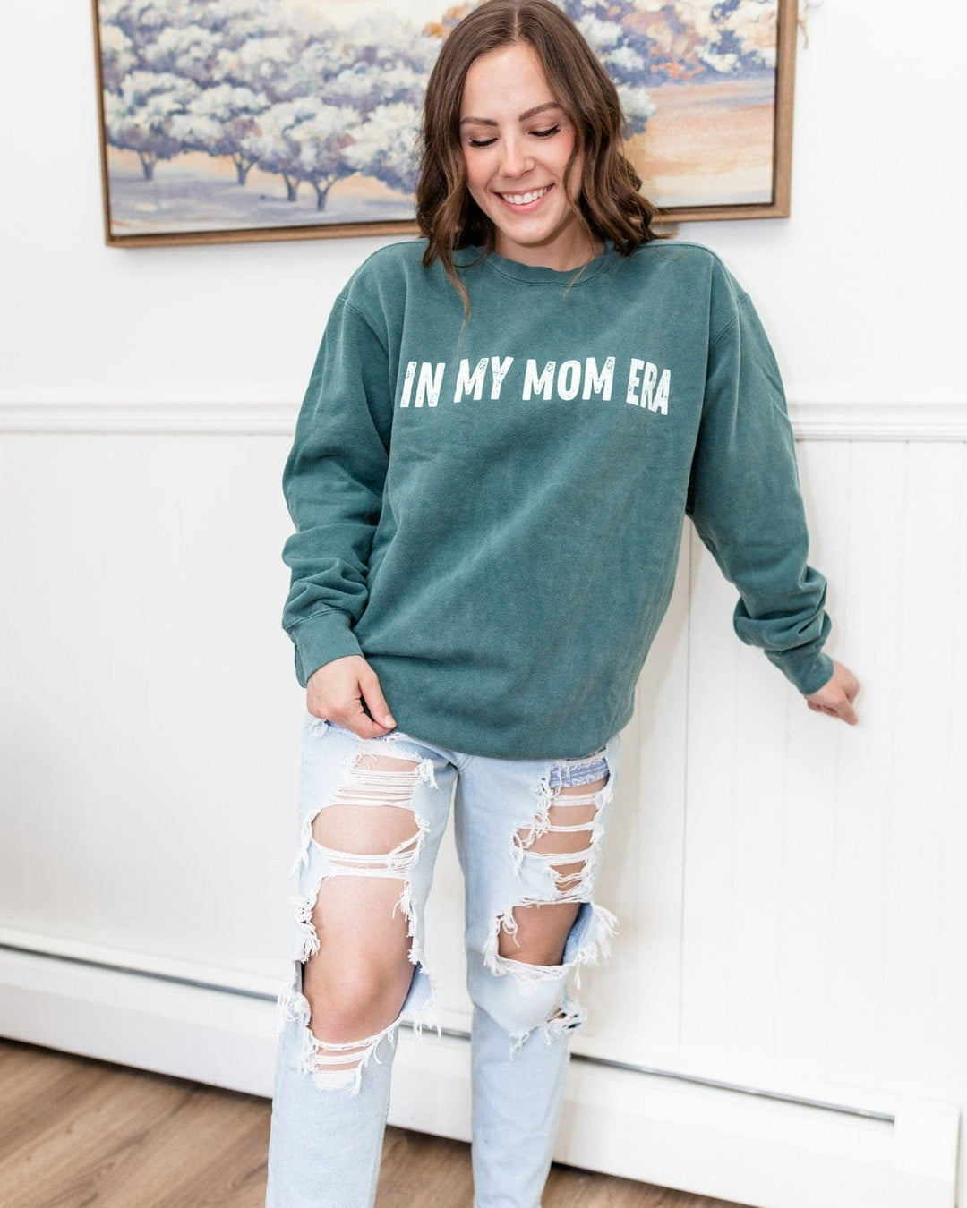 In My Mom Era Sweatshirt - Blue Spruce