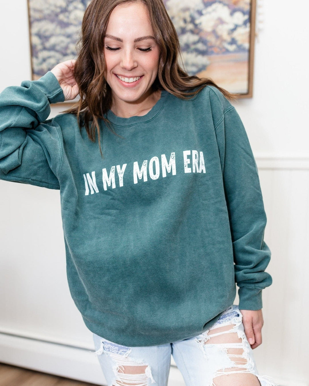 In My Mom Era Sweatshirt - Blue Spruce