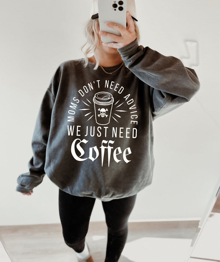 Moms Need Coffee Sweatshirt - Pepper