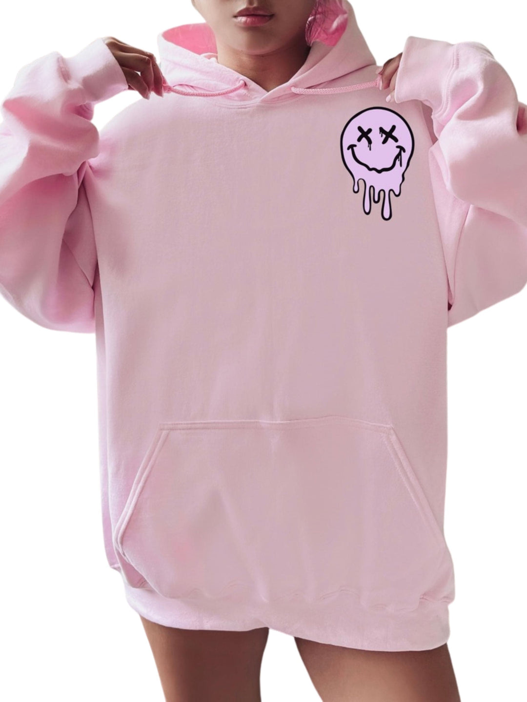 It's Fine Drippy Smiley Hoodie - Pink