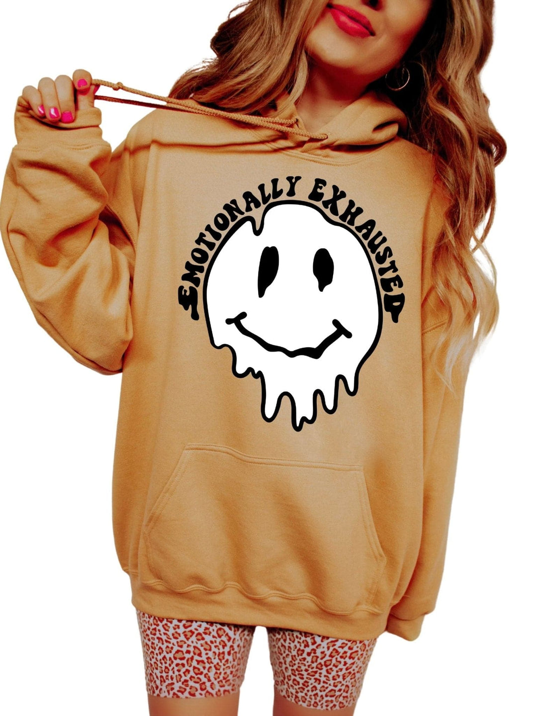 Emotionally Exhausted Old Gold Hoodie