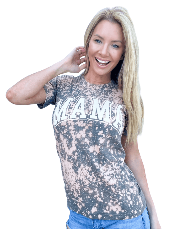 MAMA Collegiate Hand Bleached Tee - Military Green