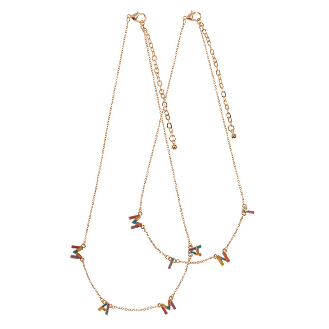Mama + Mini Enamel Lettered Necklace Set