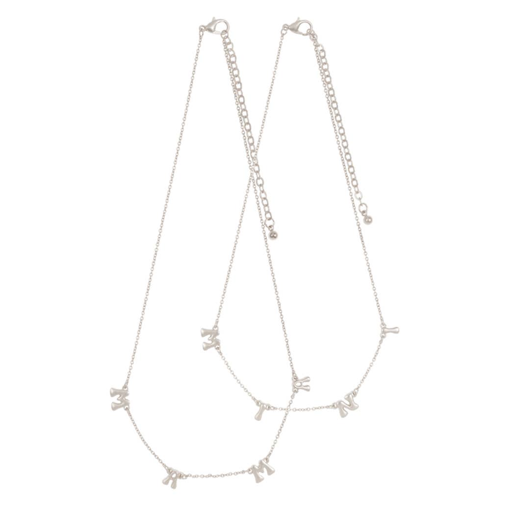 Mama + Mini Minimal Lettered Necklace Set