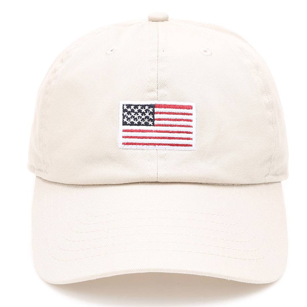 Cotton American Flag Patch Baseball Cap *MORE COLORS*