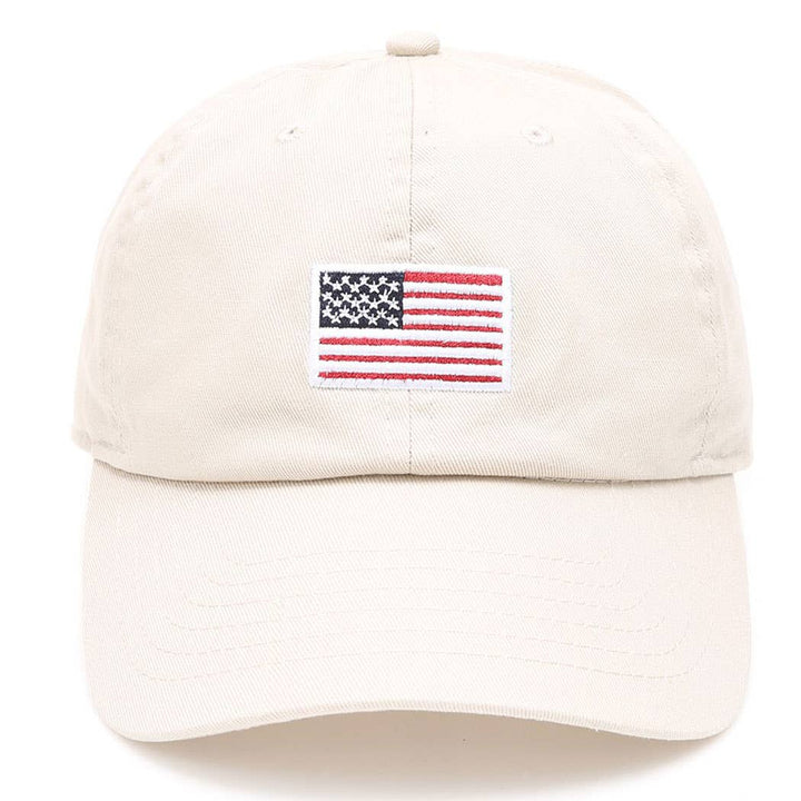 Cotton American Flag Patch Baseball Cap *MORE COLORS*