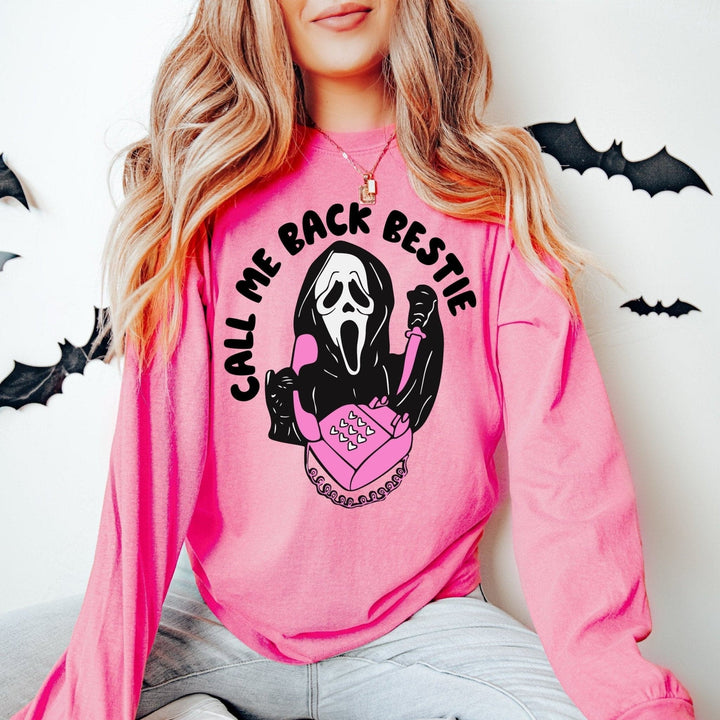 Call Me Back Bestie Long Sleeved Tee - Pink