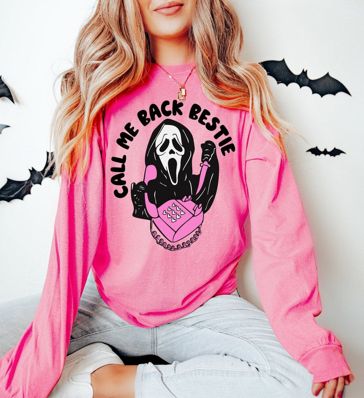 Call Me Back Bestie Long Sleeved Tee - Pink
