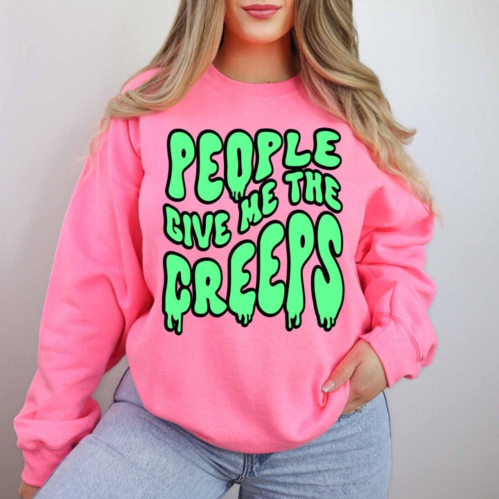 People Give Me The Creeps Sweatshirt - Neon Pink