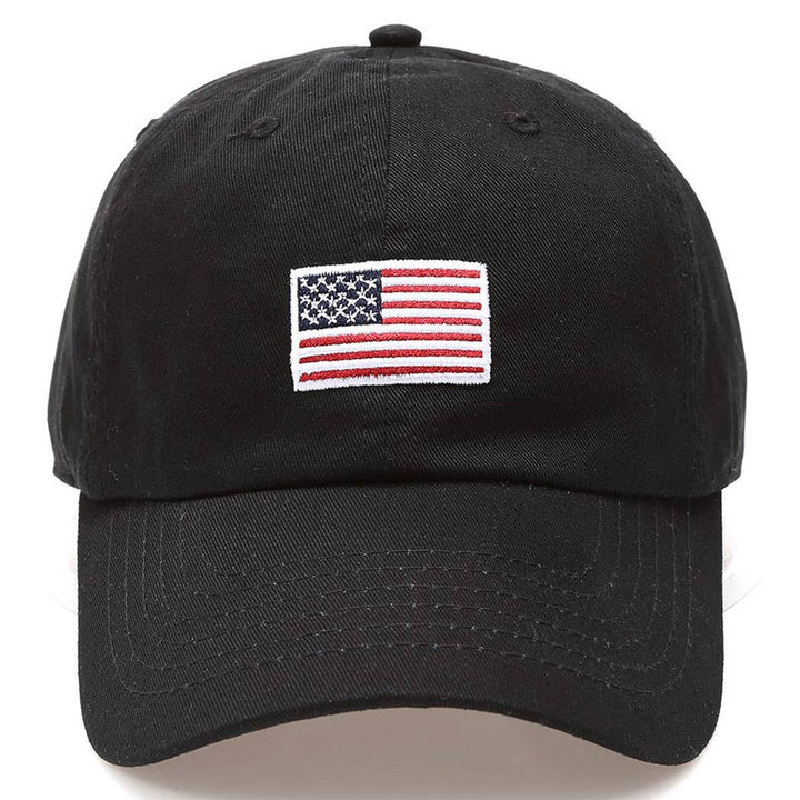 Cotton American Flag Patch Baseball Cap *MORE COLORS*