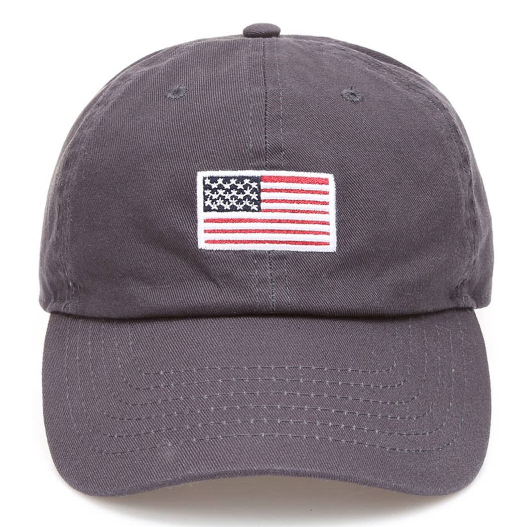 Cotton American Flag Patch Baseball Cap *MORE COLORS*
