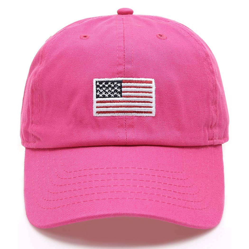 Cotton American Flag Patch Baseball Cap *MORE COLORS*