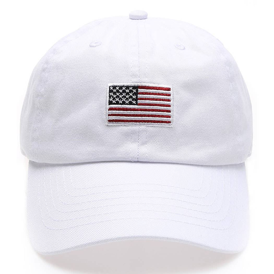 Cotton American Flag Patch Baseball Cap *MORE COLORS*