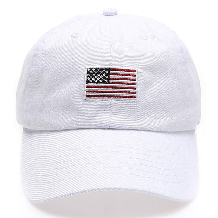 Cotton American Flag Patch Baseball Cap *MORE COLORS*