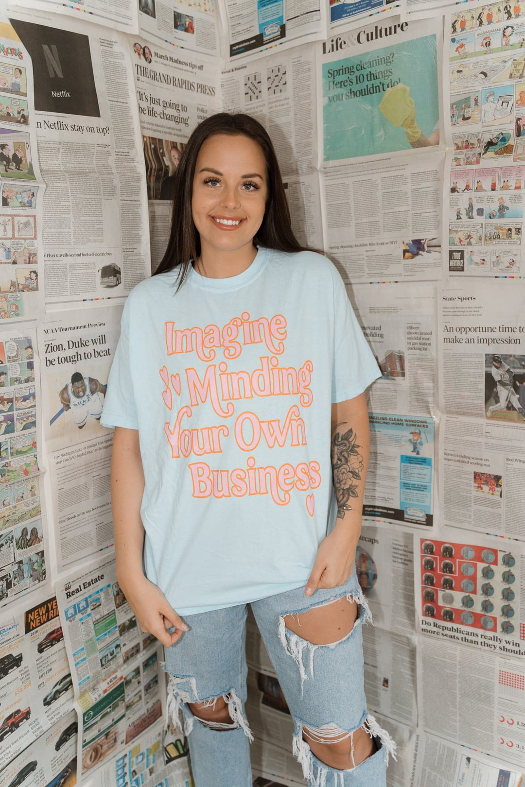 Mind Your Business Tee - Chambray