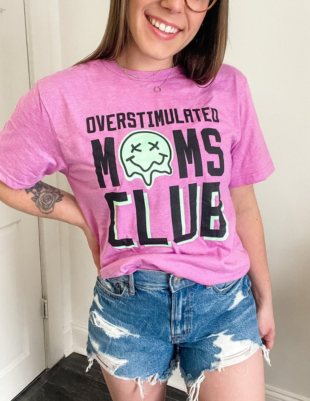 Overstimulated Moms Club Tee - Radiant Orchid