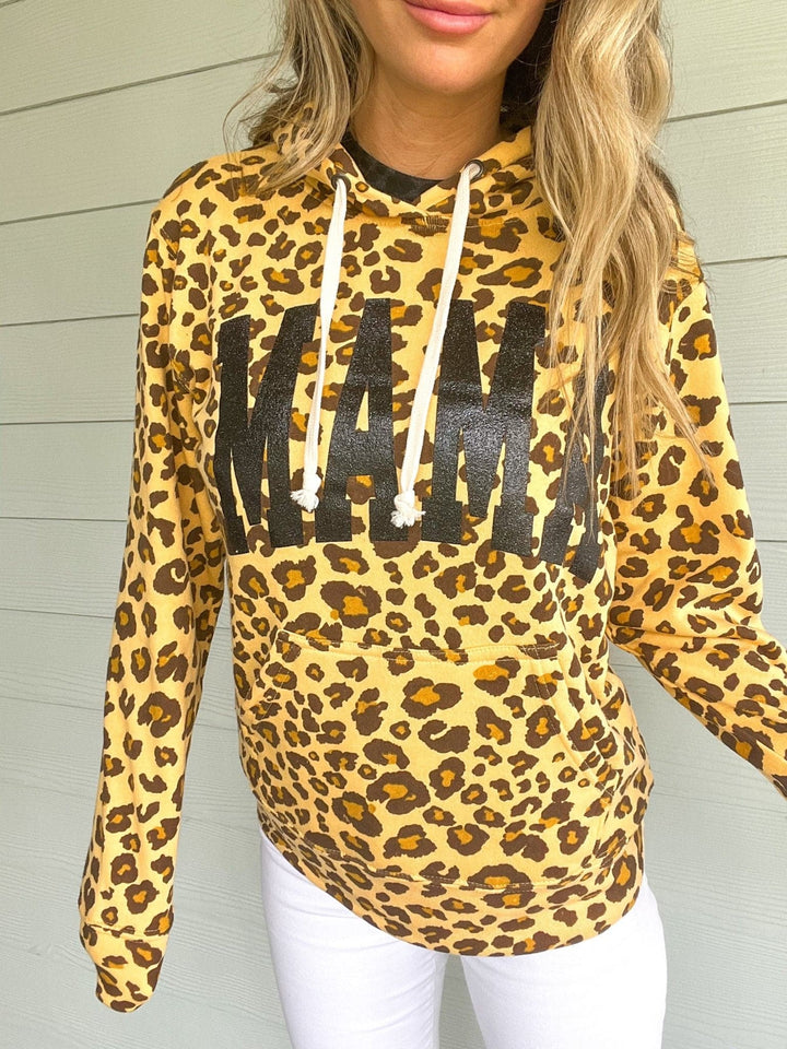 MAMA Collegiate Leopard Pullover Hoodie