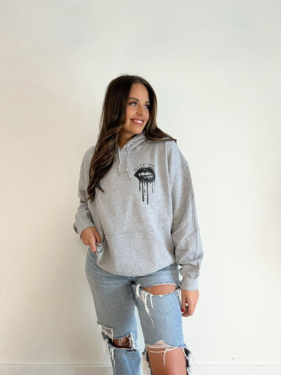 Bite Me Hoodie - Gray