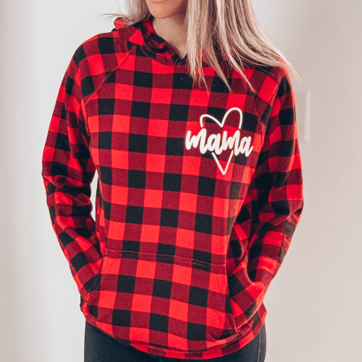 Mama Heart Buffalo Plaid Hoodie