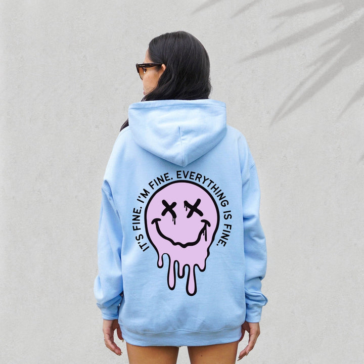 It's Fine Drippy Smiley Hoodie - Blue