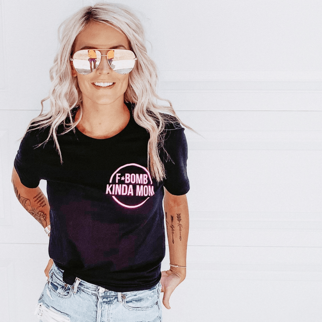 F-Bomb Kinda Mom Tee - Black w/ Pink Print