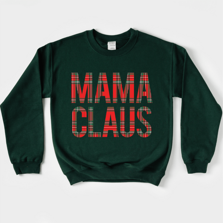 Mama Claus Holiday Plaid Sweatshirt - Forest
