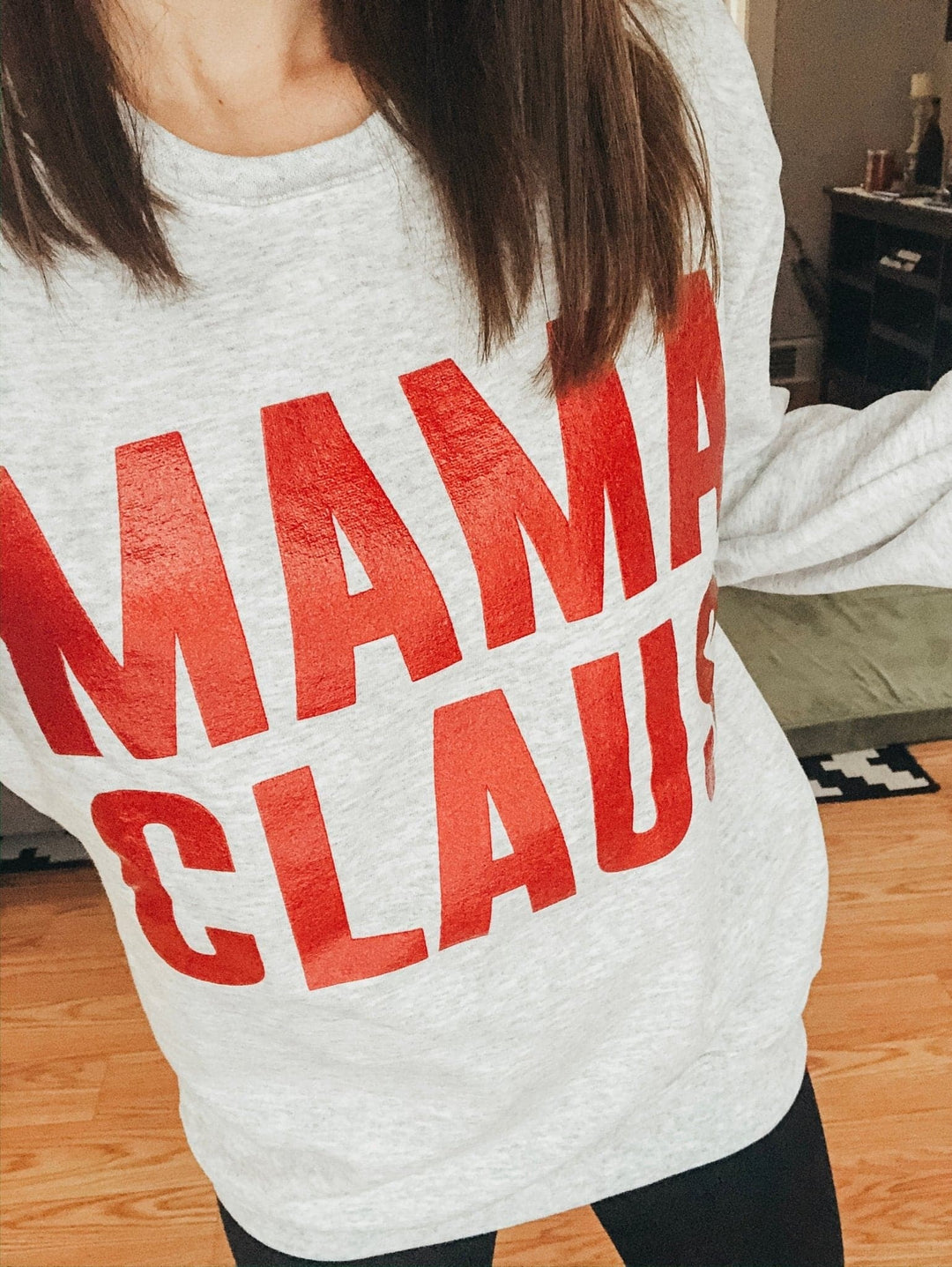 Mama Claus Sweatshirt w/ Red Glitter Print