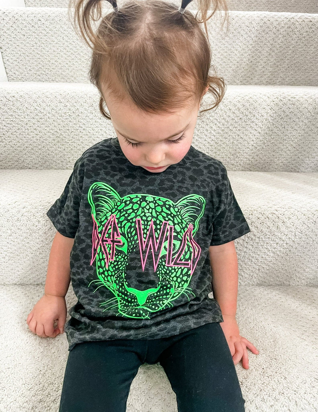 Def Wild Black Leopard + Neon Kid's Tee