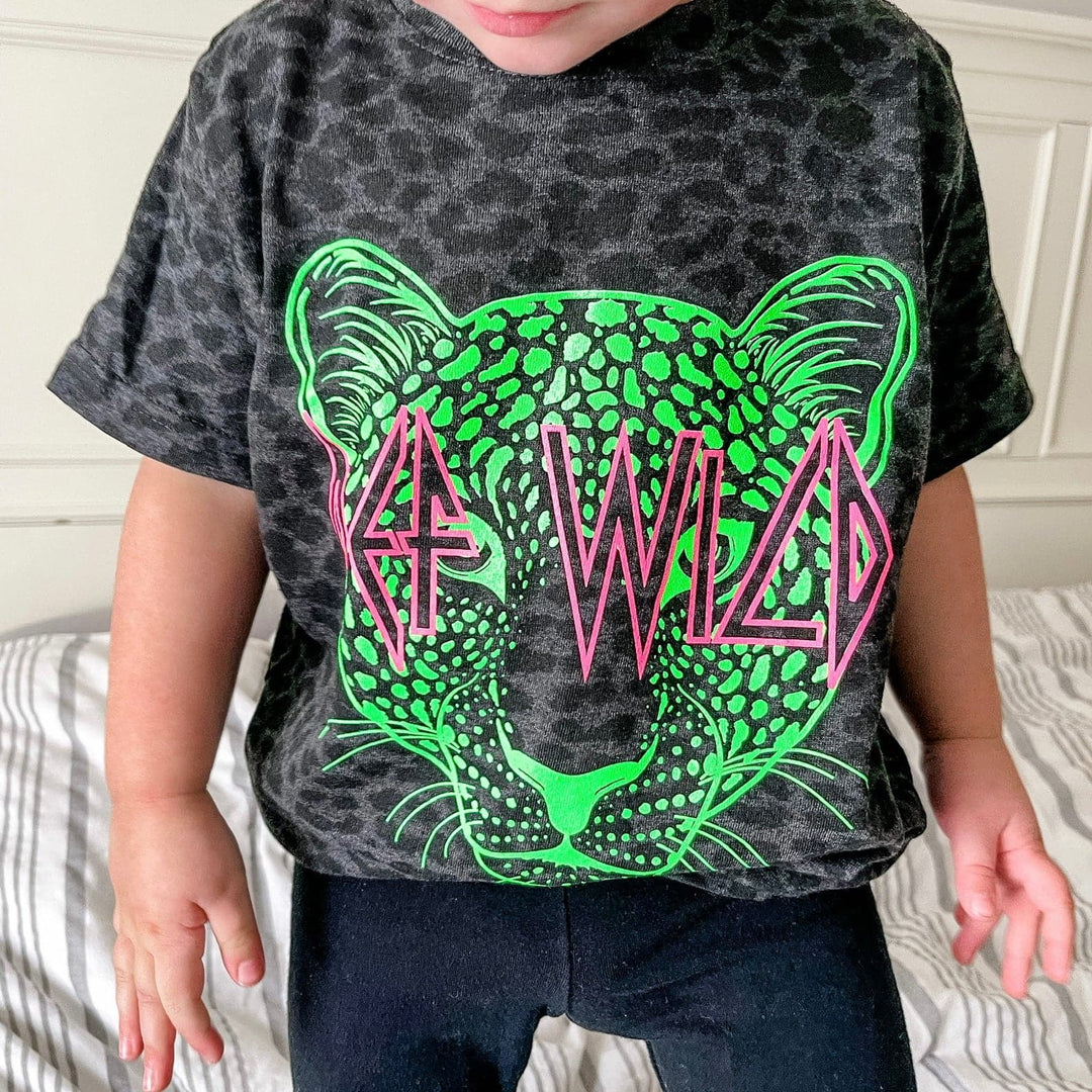 Def Wild Black Leopard + Neon Kid's Tee