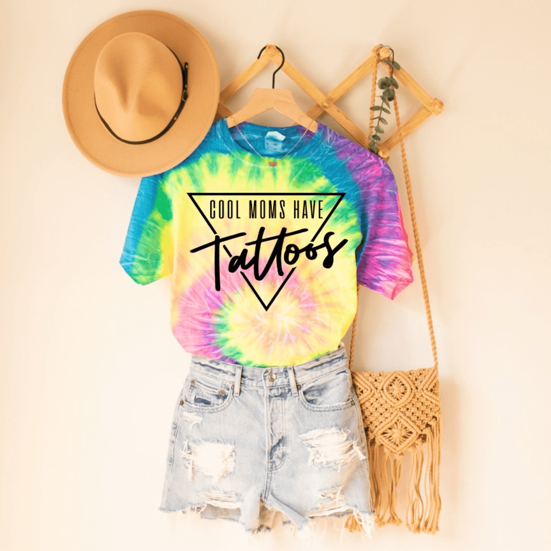 Cool Moms Have Tattoos Tie Dye Tee