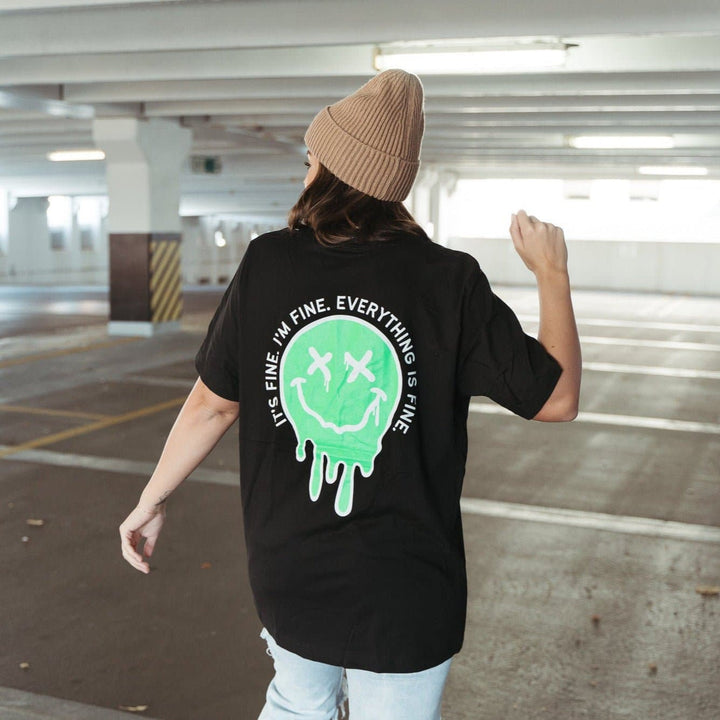 It's Fine Drippy Smiley Tee - Black