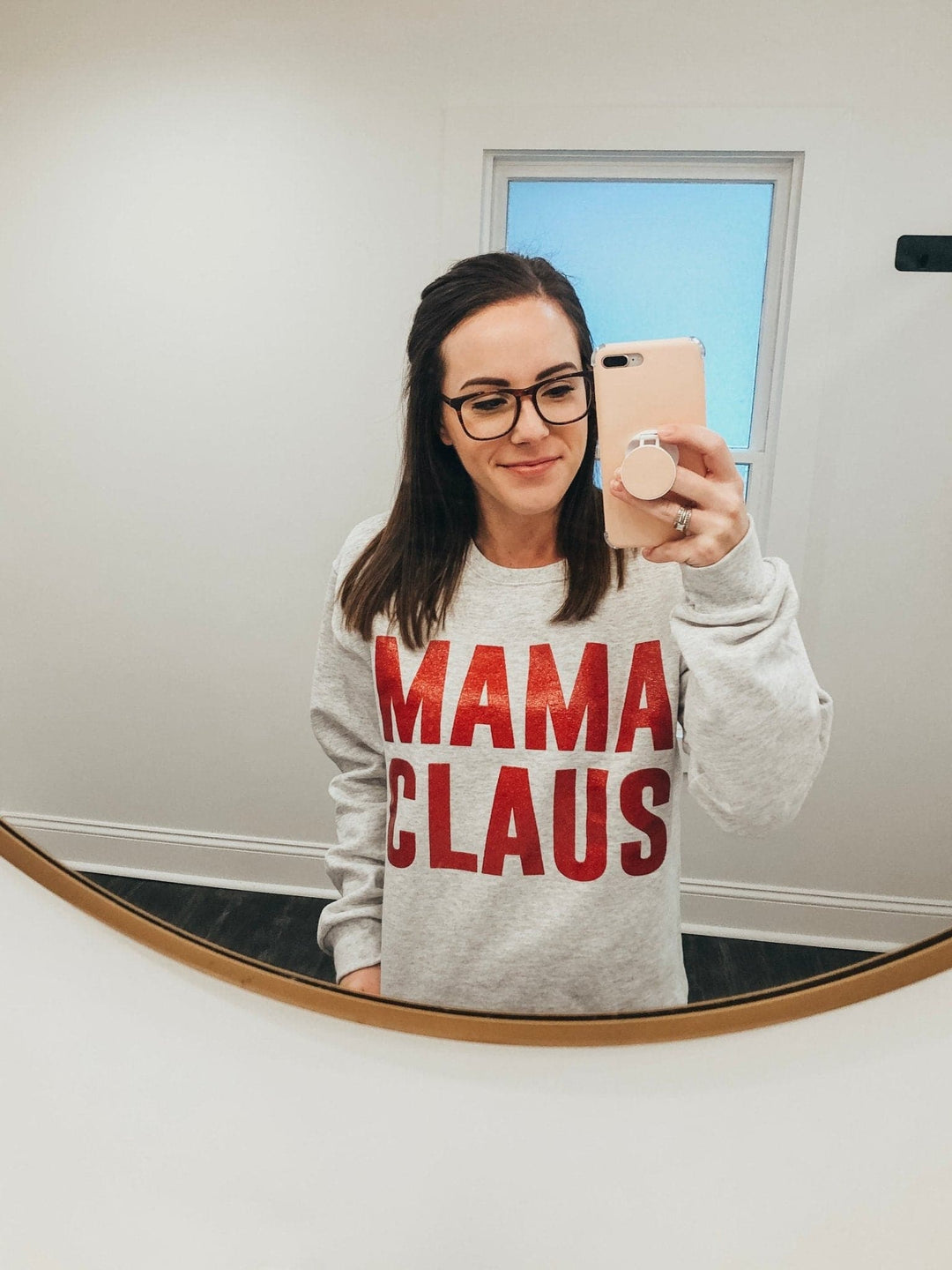 Mama Claus Sweatshirt w/ Red Glitter Print