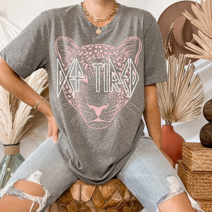 Def Tired Leopard Tee - Gray