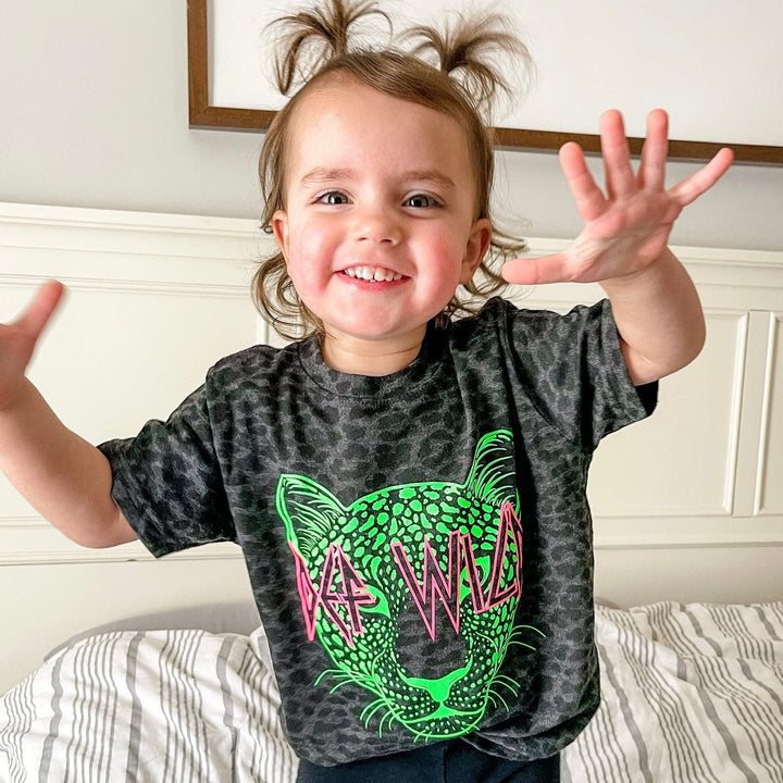 Def Wild Black Leopard + Neon Kid's Tee