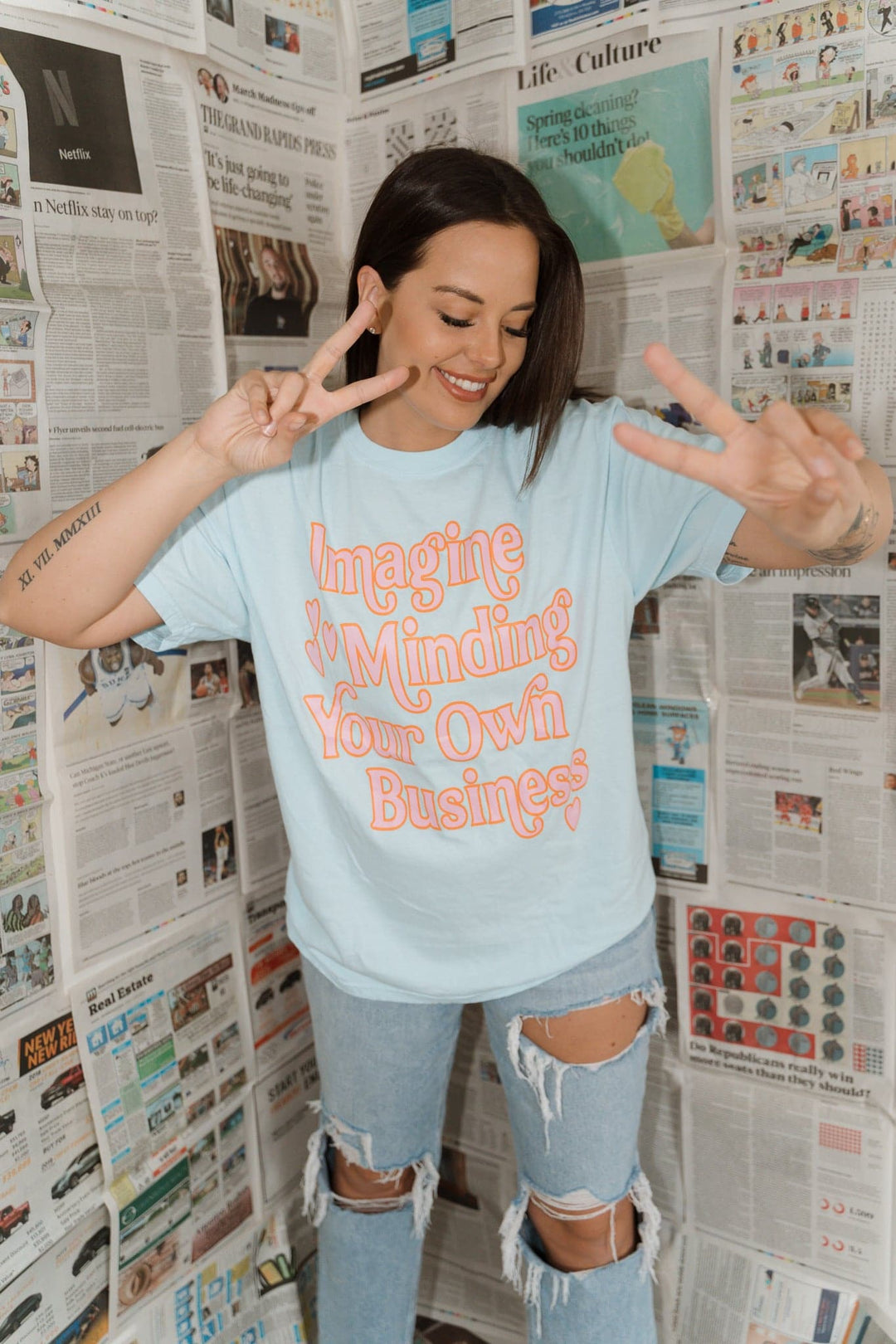 Mind Your Business Tee - Chambray